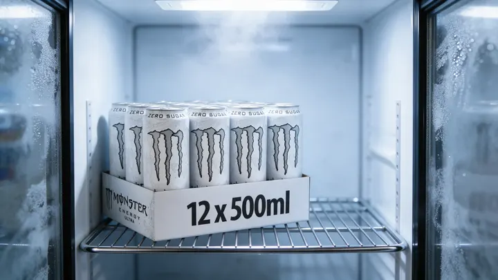 Plateau de 12 canettes Monster Energy Ultra dans le frigo